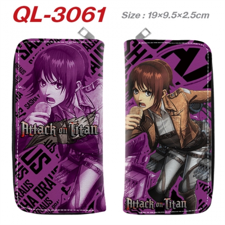 Shingeki no Kyojin Anime peripheral PU leather full-color long zippered wallet 19.5x9.5x2.5cm