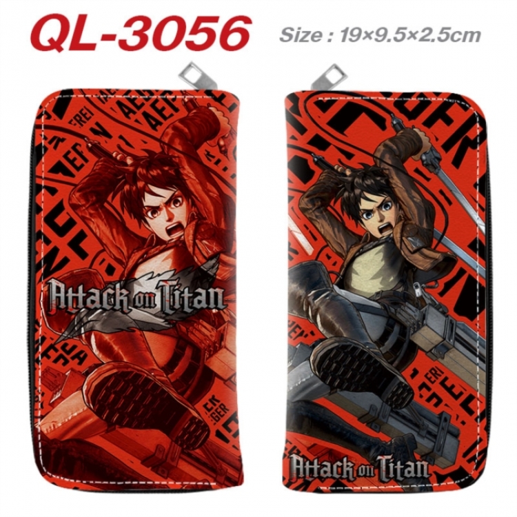 Shingeki no Kyojin Anime peripheral PU leather full-color long zippered wallet 19.5x9.5x2.5cm