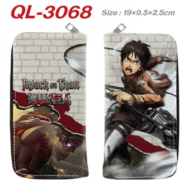 Shingeki no Kyojin Anime peripheral PU leather full-color long zippered wallet 19.5x9.5x2.5cm