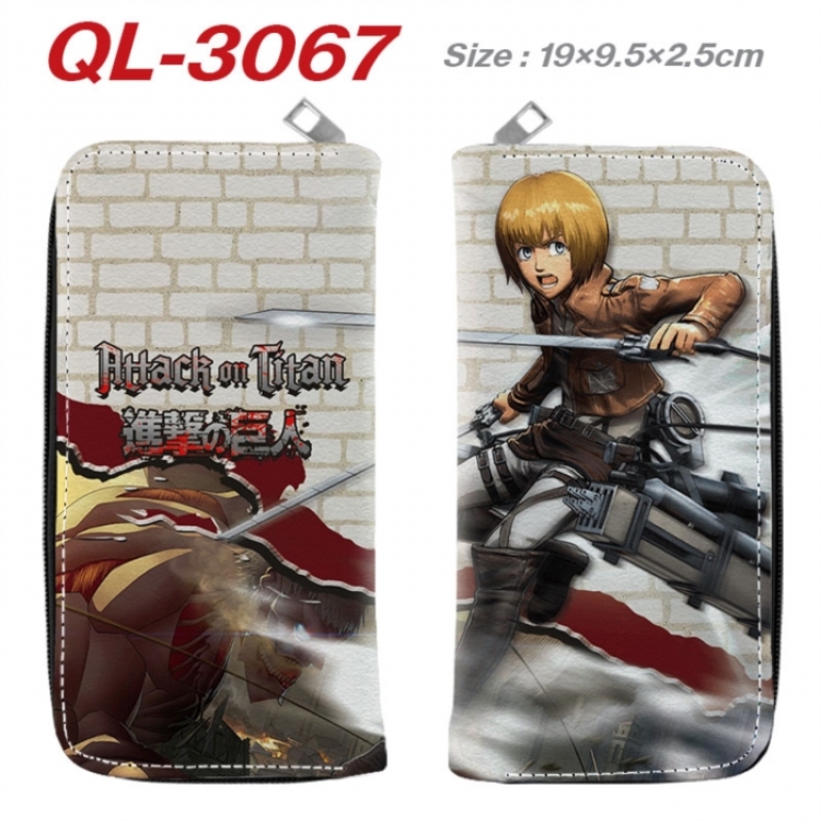 Shingeki no Kyojin Anime peripheral PU leather full-color long zippered wallet 19.5x9.5x2.5cm