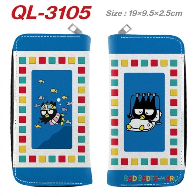 BAD BADTZ-MARU  Anime peripheral PU leather full-color long zippered wallet 19.5x9.5x2.5cm