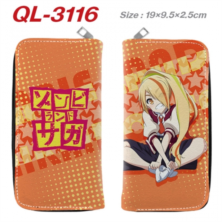 ZombieLandSaga Anime peripheral PU leather full-color long zippered wallet 19.5x9.5x2.5cm