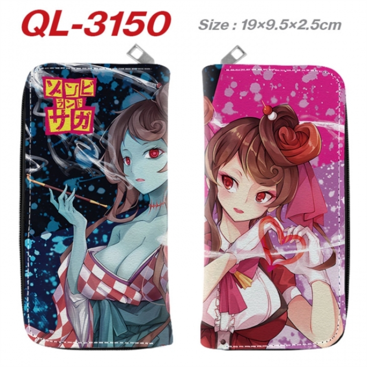 ZombieLandSaga Anime peripheral PU leather full-color long zippered wallet 19.5x9.5x2.5cm