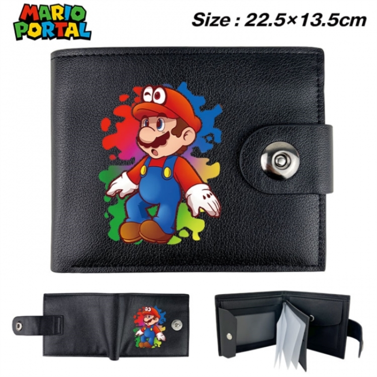 Super Mario Animation snap fastener black pickup bag wallet 22.5X13.5CM