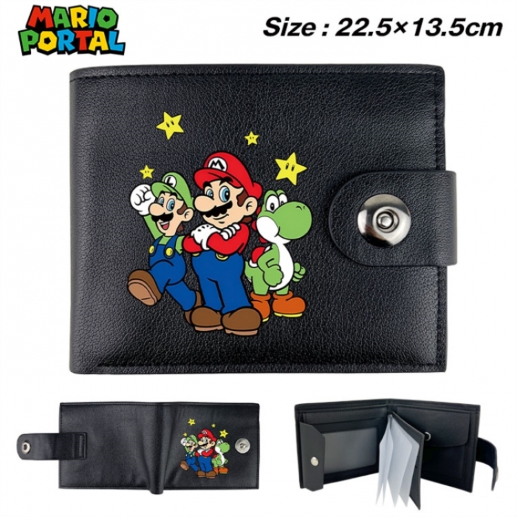 Super Mario Animation snap fastener black pickup bag wallet 22.5X13.5CM