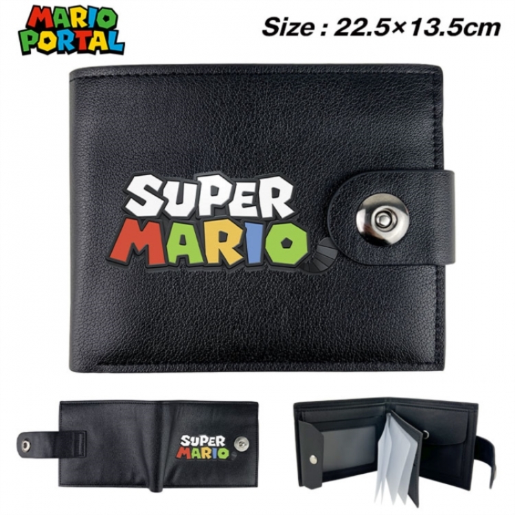 Super Mario Animation snap fastener black pickup bag wallet 22.5X13.5CM