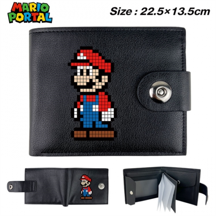 Super Mario Animation snap fastener black pickup bag wallet 22.5X13.5CM