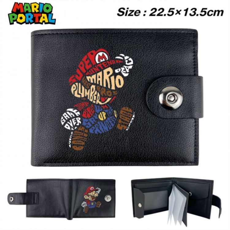 Super Mario Animation snap fastener black pickup bag wallet 22.5X13.5CM