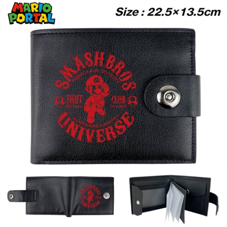 Super Mario Animation snap fastener black pickup bag wallet 22.5X13.5CM