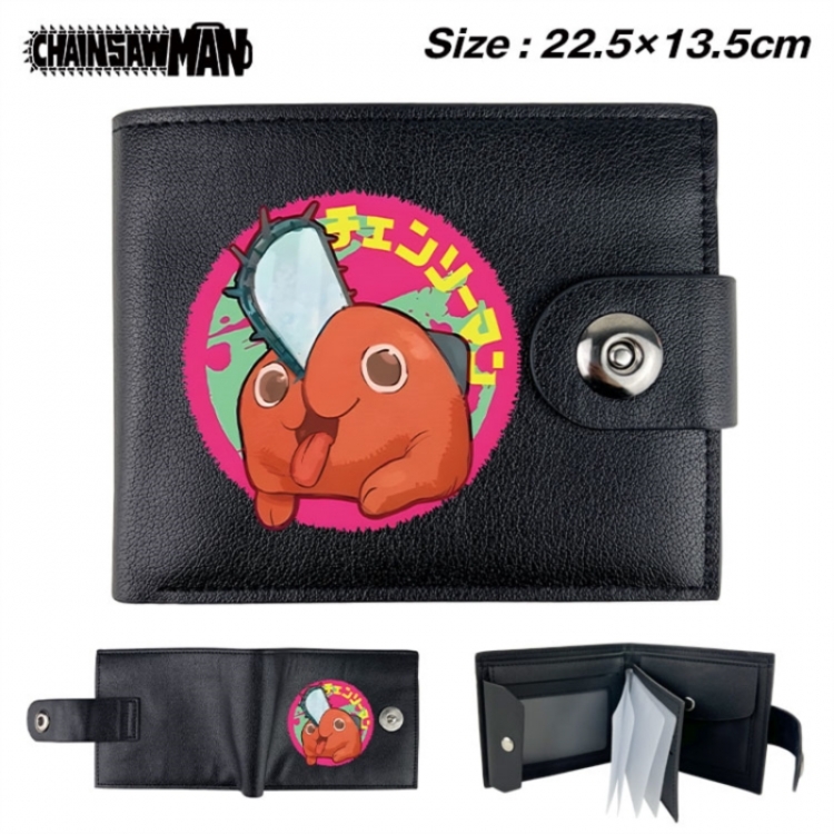 Chainsaw man Animation snap fastener black pickup bag wallet 22.5X13.5CM