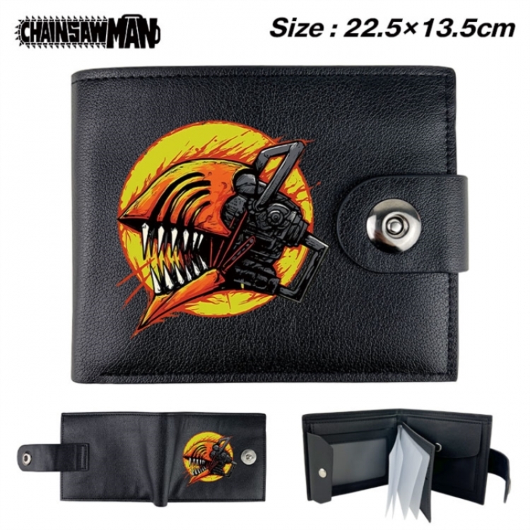 Chainsaw man Animation snap fastener black pickup bag wallet 22.5X13.5CM
