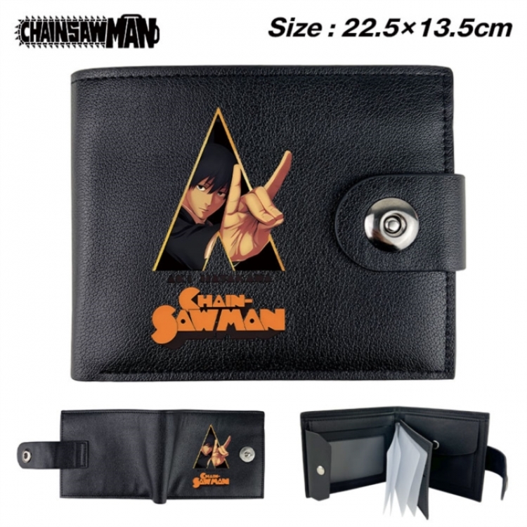 Chainsaw man Animation snap fastener black pickup bag wallet 22.5X13.5CM