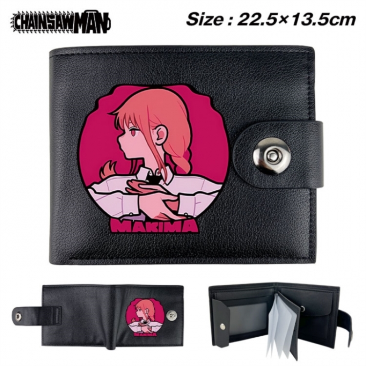 Chainsaw man Animation snap fastener black pickup bag wallet 22.5X13.5CM