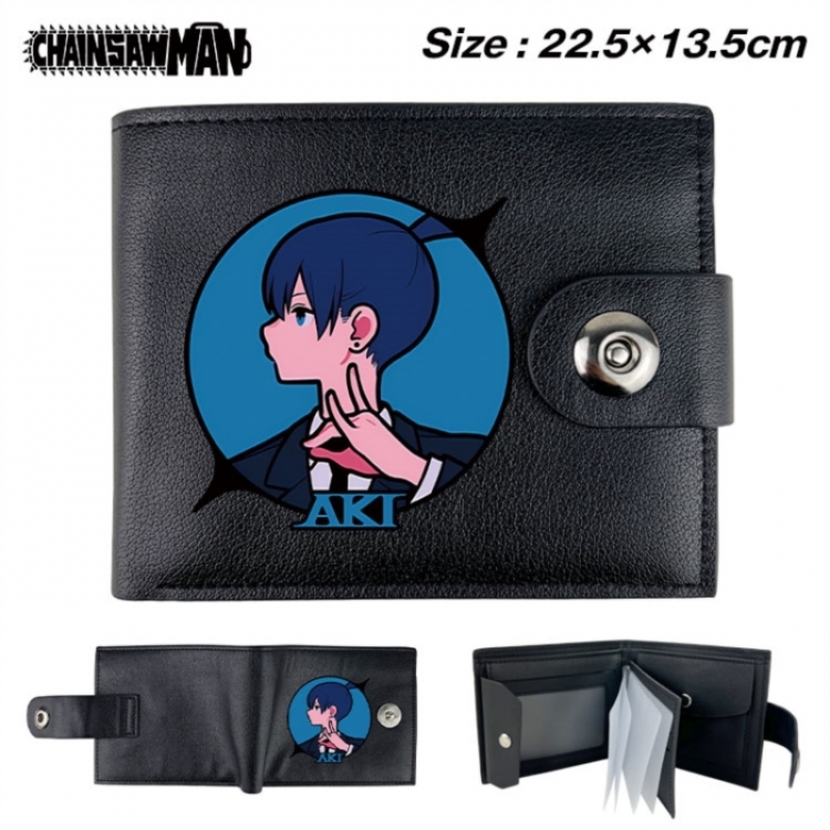 Chainsaw man Animation snap fastener black pickup bag wallet 22.5X13.5CM