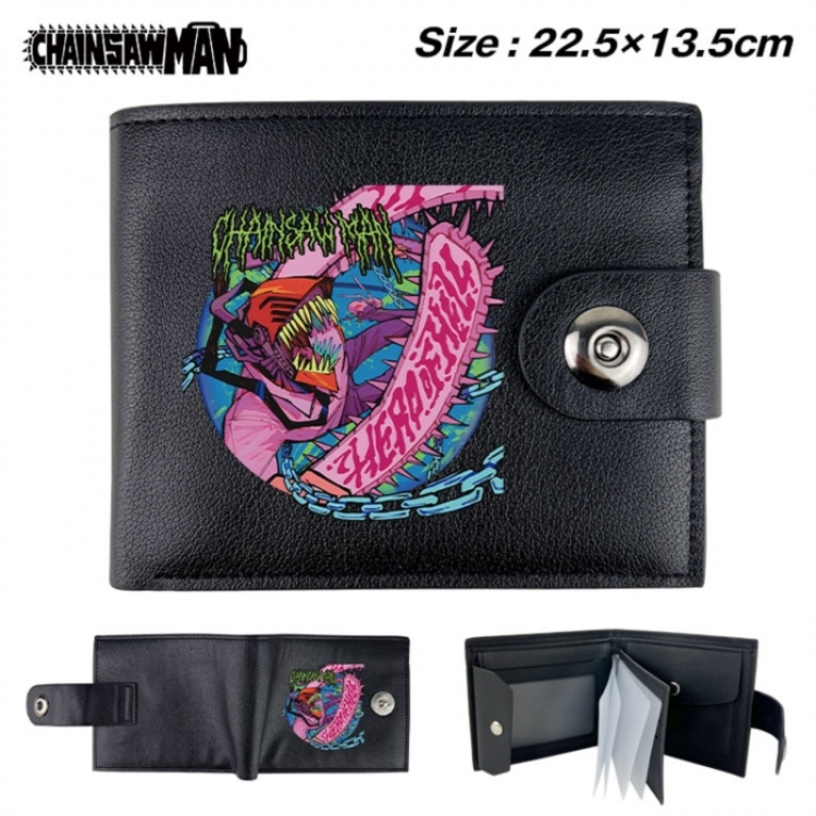 Chainsaw man Animation snap fastener black pickup bag wallet 22.5X13.5CM