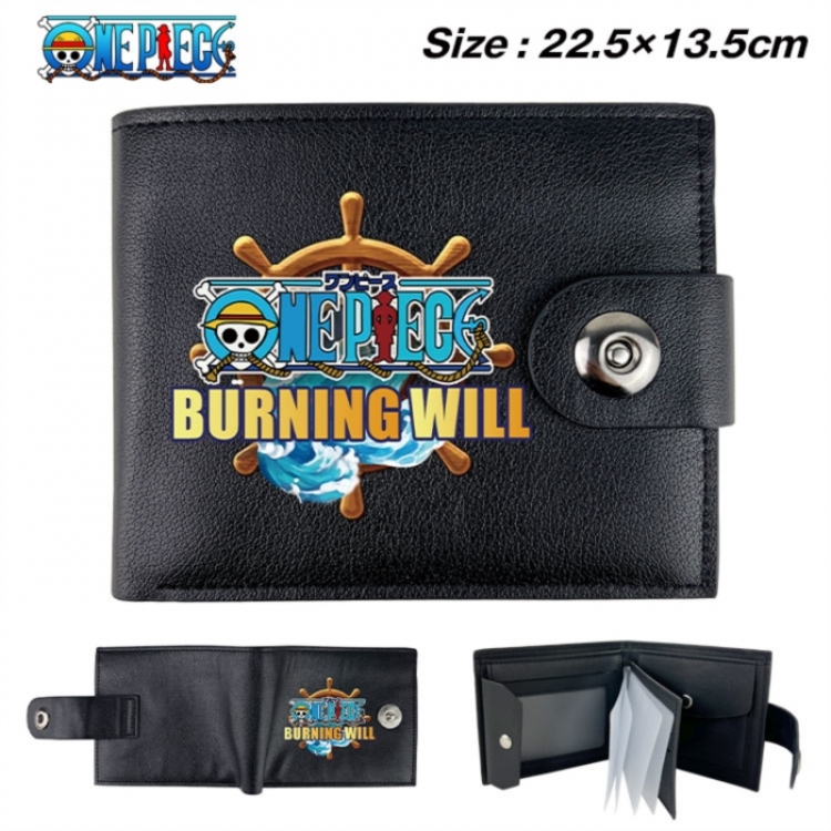 One Piece Animation snap fastener black pickup bag wallet 22.5X13.5CM