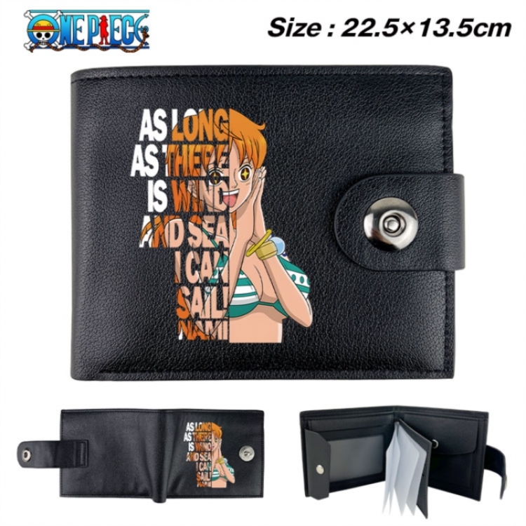One Piece Animation snap fastener black pickup bag wallet 22.5X13.5CM