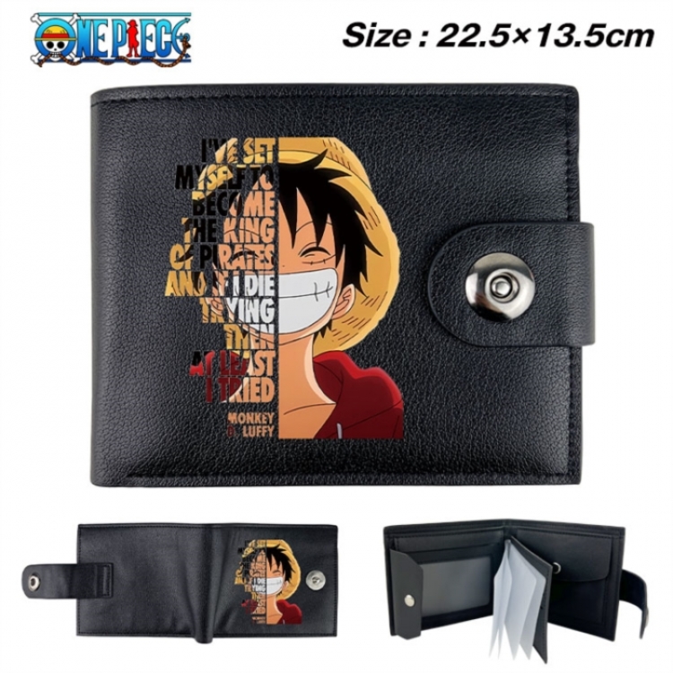One Piece Animation snap fastener black pickup bag wallet 22.5X13.5CM