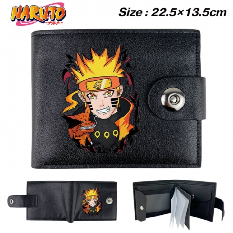 Naruto  Animation snap fastener black pickup bag wallet 22.5X13.5CM