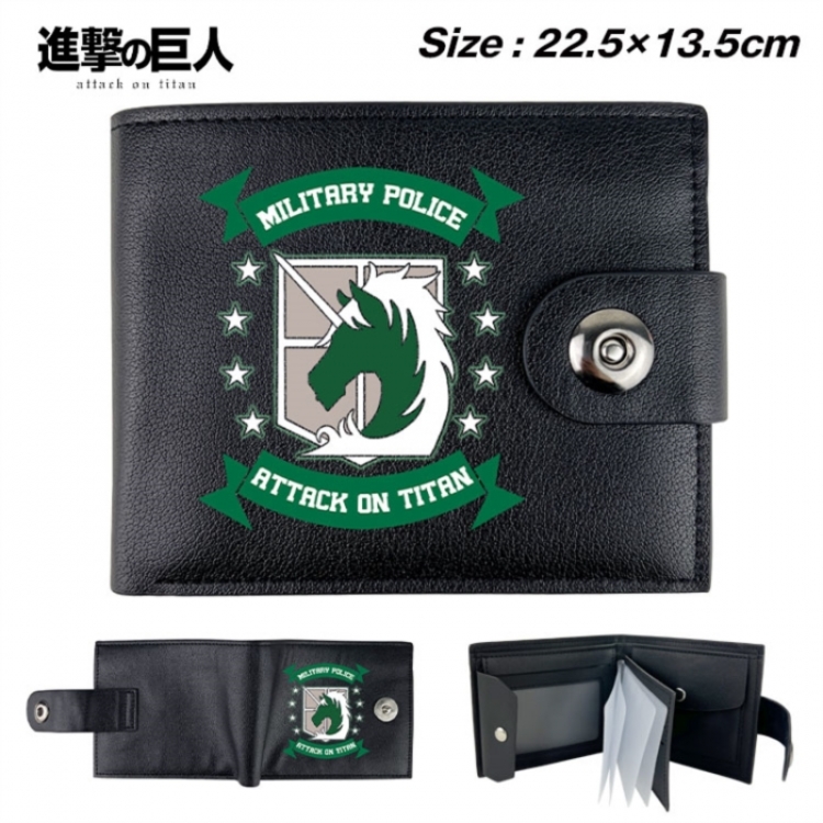 Shingeki no Kyojin Animation snap fastener black pickup bag wallet 22.5X13.5CM