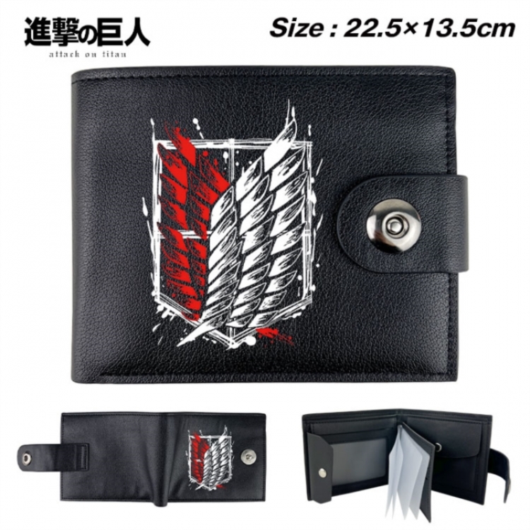 Shingeki no Kyojin Animation snap fastener black pickup bag wallet 22.5X13.5CM