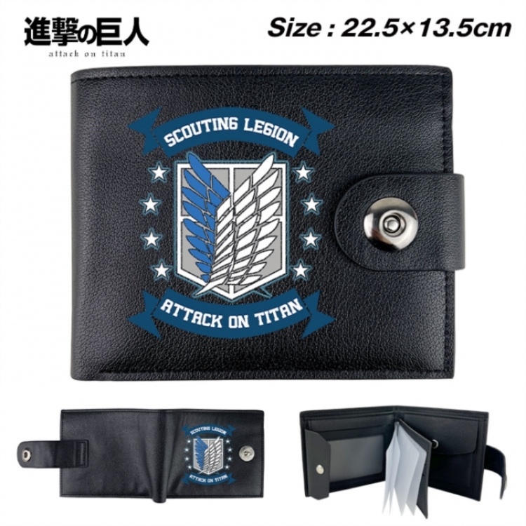 Shingeki no Kyojin Animation snap fastener black pickup bag wallet 22.5X13.5CM