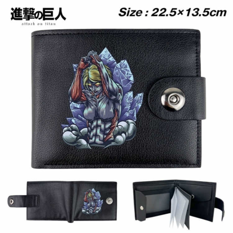 Shingeki no Kyojin Animation snap fastener black pickup bag wallet 22.5X13.5CM