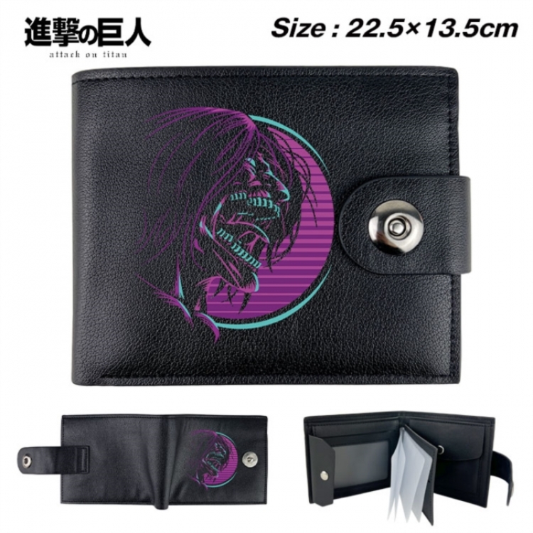 Shingeki no Kyojin Animation snap fastener black pickup bag wallet 22.5X13.5CM