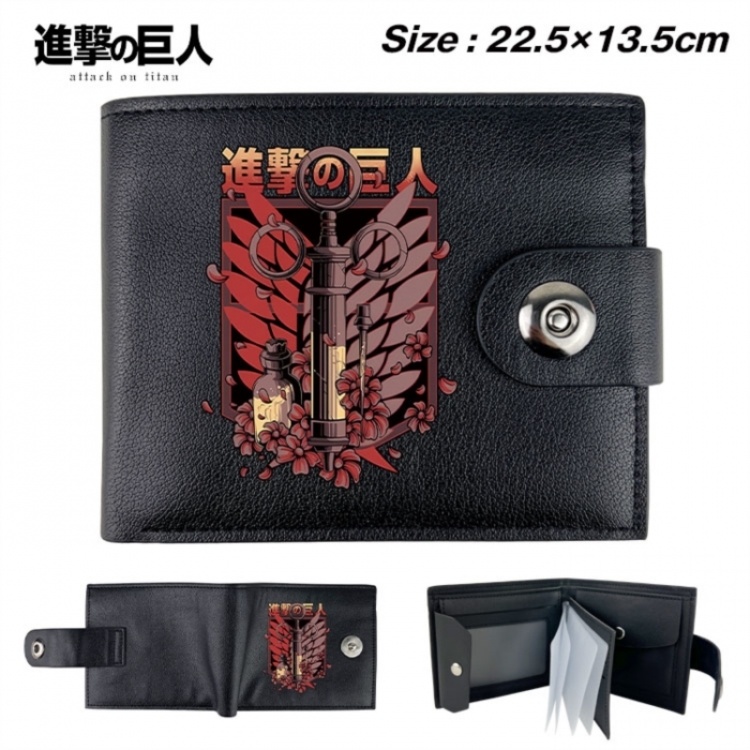 Shingeki no Kyojin Animation snap fastener black pickup bag wallet 22.5X13.5CM