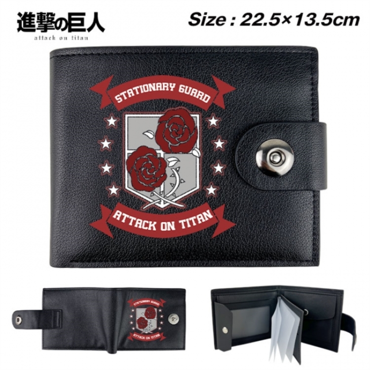 Shingeki no Kyojin Animation snap fastener black pickup bag wallet 22.5X13.5CM
