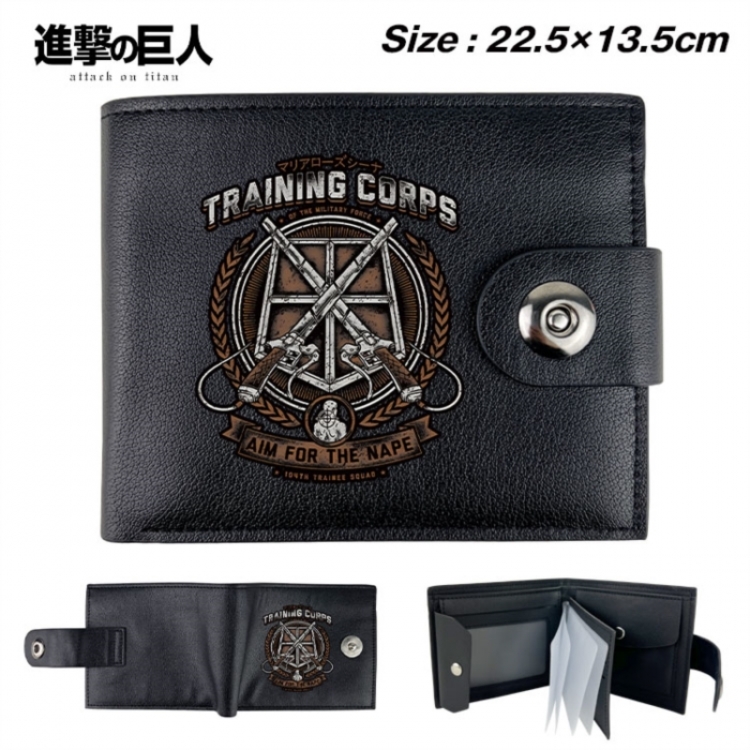 Shingeki no Kyojin Animation snap fastener black pickup bag wallet 22.5X13.5CM