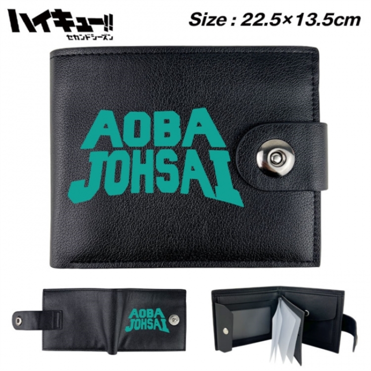 Haikyuu!! Animation snap fastener black pickup bag wallet 22.5X13.5CM