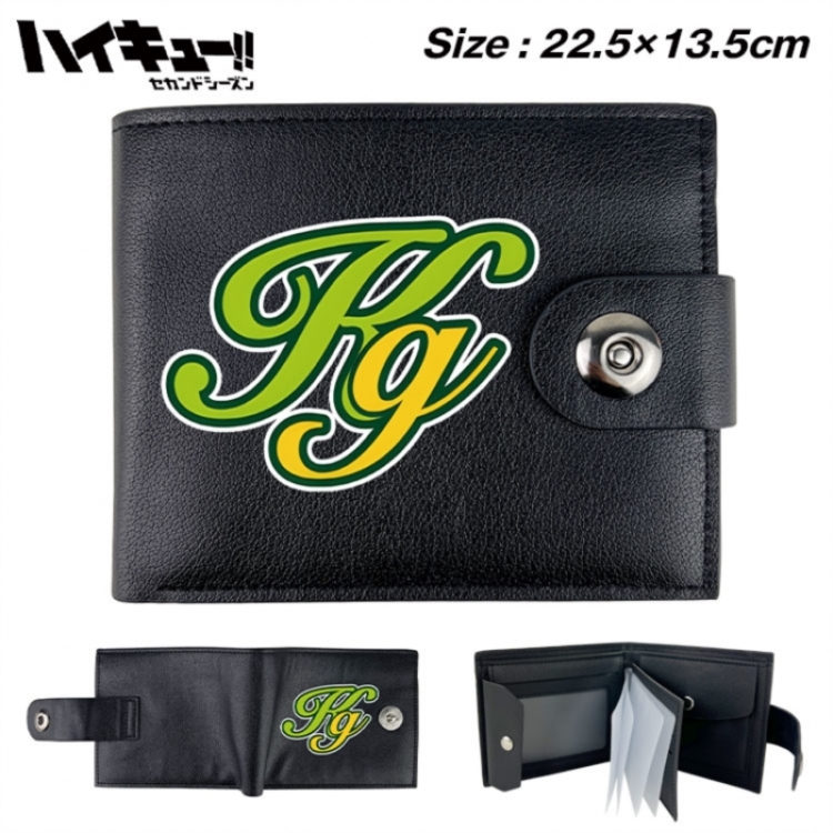 Haikyuu!! Animation snap fastener black pickup bag wallet 22.5X13.5CM