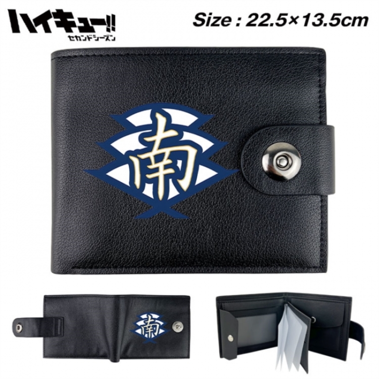 Haikyuu!! Animation snap fastener black pickup bag wallet 22.5X13.5CM