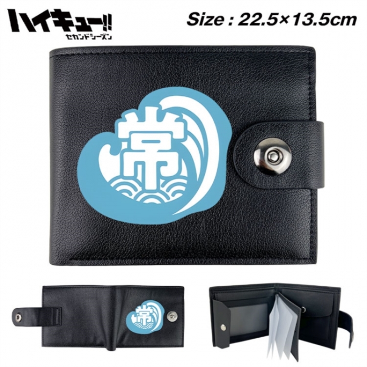 Haikyuu!! Animation snap fastener black pickup bag wallet 22.5X13.5CM