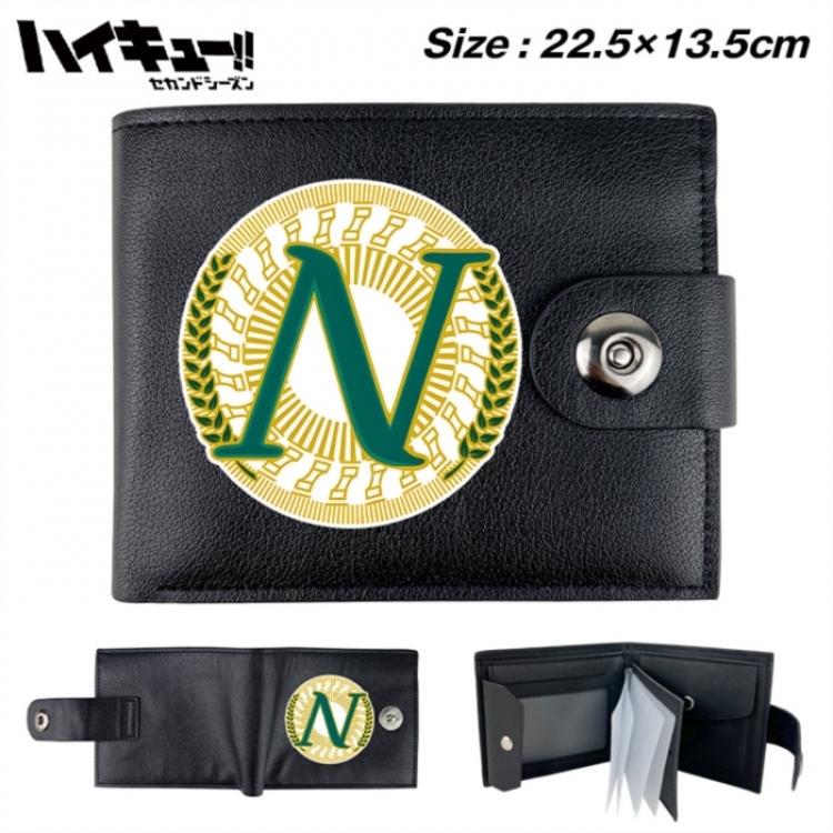 Haikyuu!! Animation snap fastener black pickup bag wallet 22.5X13.5CM