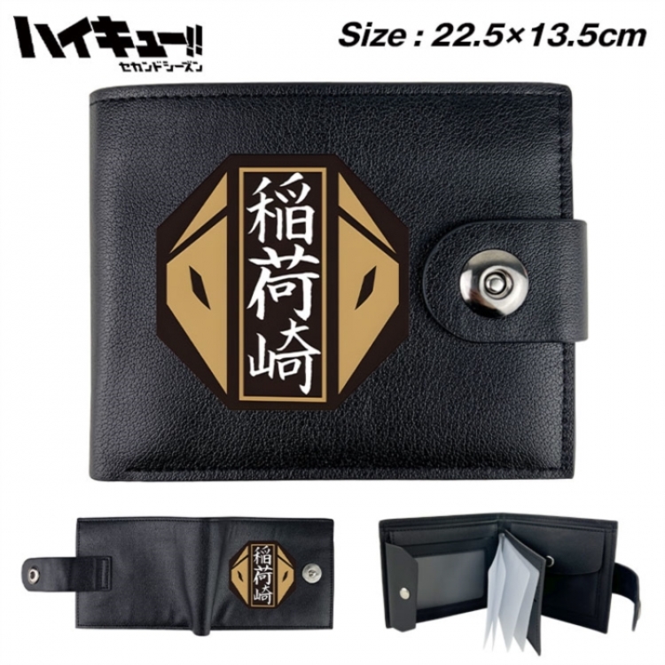 Haikyuu!! Animation snap fastener black pickup bag wallet 22.5X13.5CM