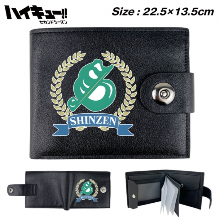 Haikyuu!! Animation snap fastener black pickup bag wallet 22.5X13.5CM