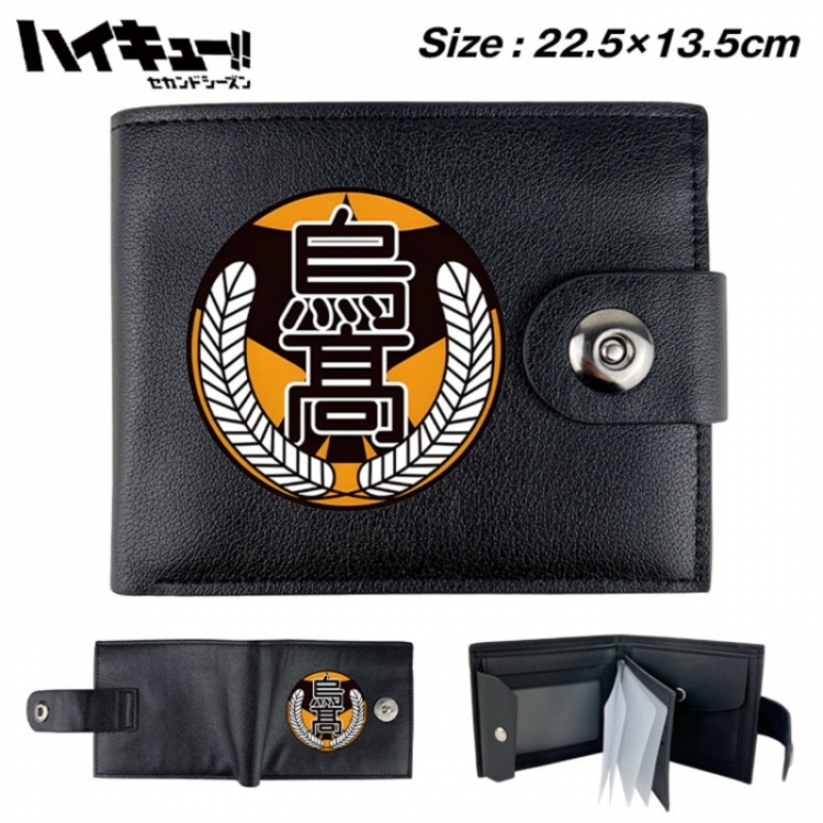Haikyuu!! Animation snap fastener black pickup bag wallet 22.5X13.5CM