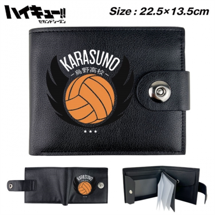 Haikyuu!! Animation snap fastener black pickup bag wallet 22.5X13.5CM