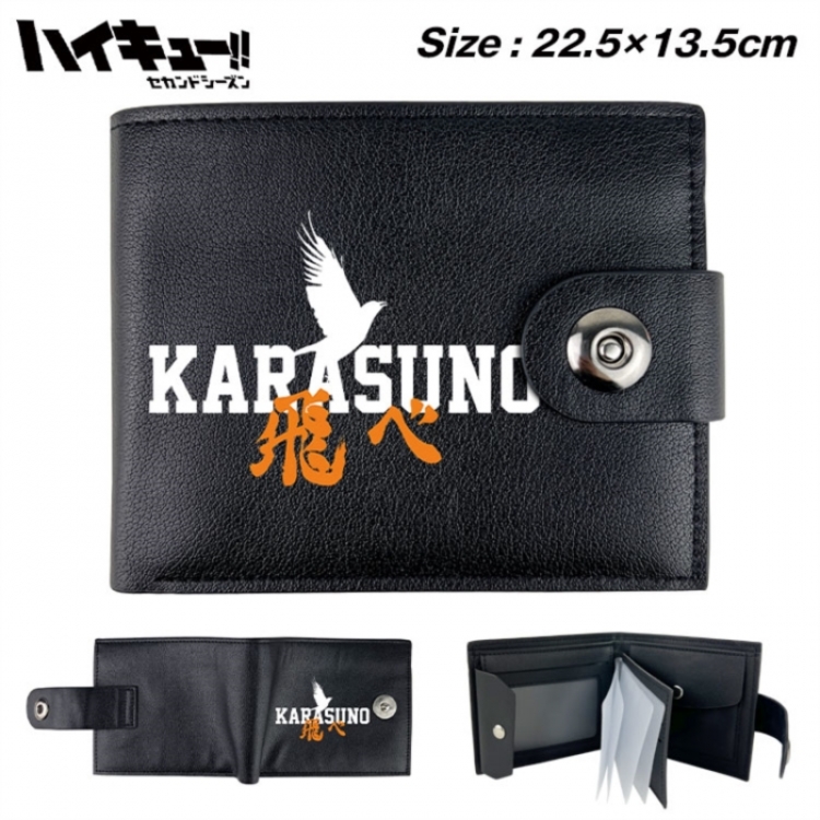 Haikyuu!! Animation snap fastener black pickup bag wallet 22.5X13.5CM