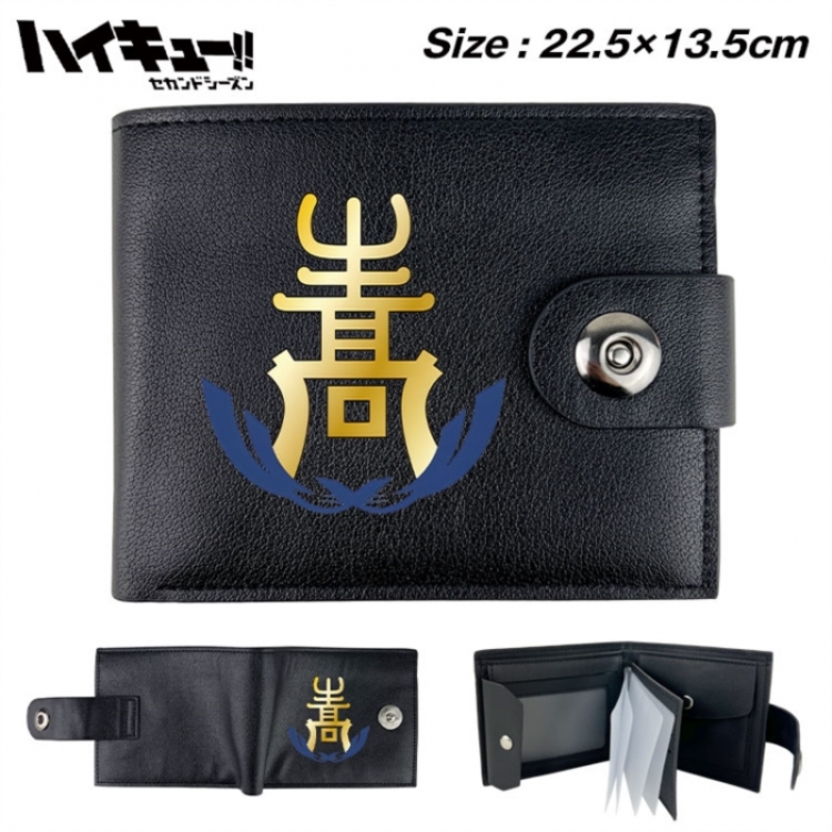Haikyuu!! Animation snap fastener black pickup bag wallet 22.5X13.5CM