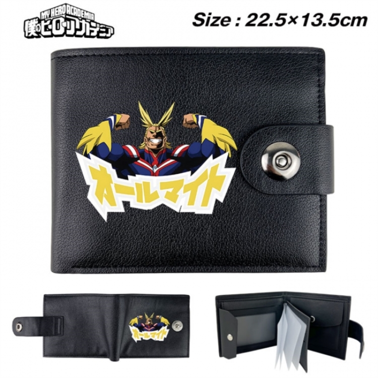 My Hero Academia Animation snap fastener black pickup bag wallet 22.5X13.5CM