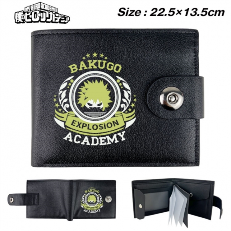 My Hero Academia Animation snap fastener black pickup bag wallet 22.5X13.5CM