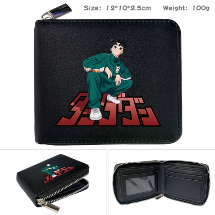 Dandadan Anime zipper black leather half-fold wallet 12X10X2.5CM 100G