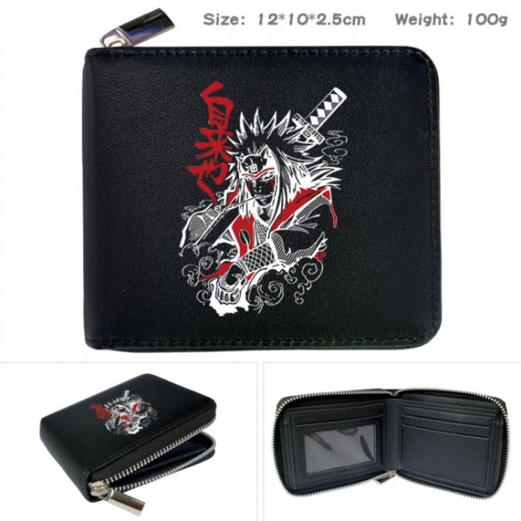 Naruto Anime zipper black leather half-fold wallet 12X10X2.5CM 100G