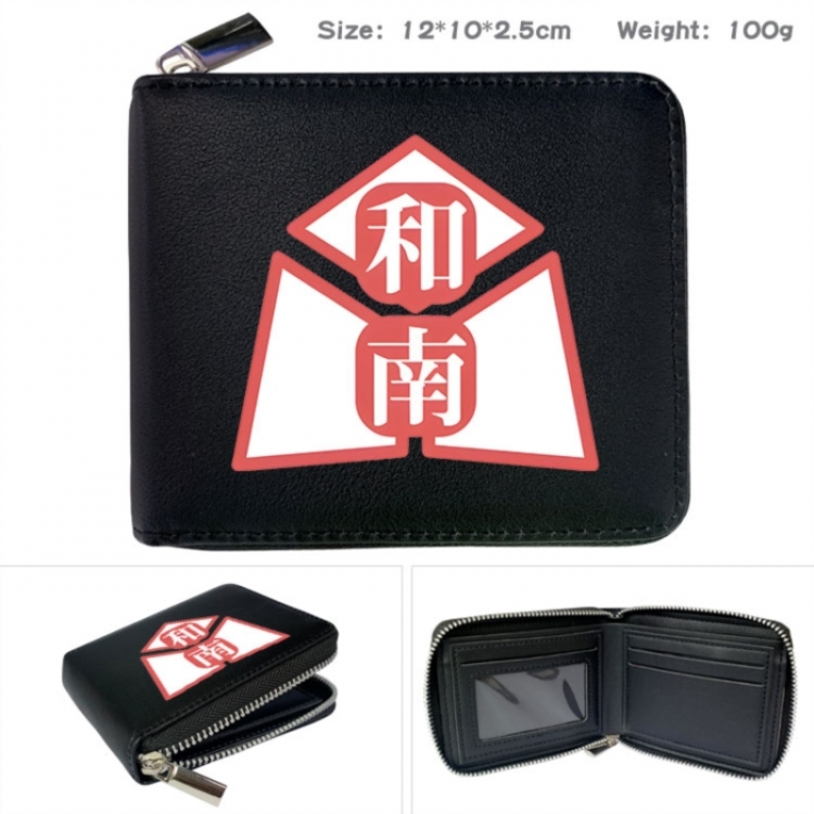 Haikyuu!! Anime zipper black leather half-fold wallet 12X10X2.5CM 100G