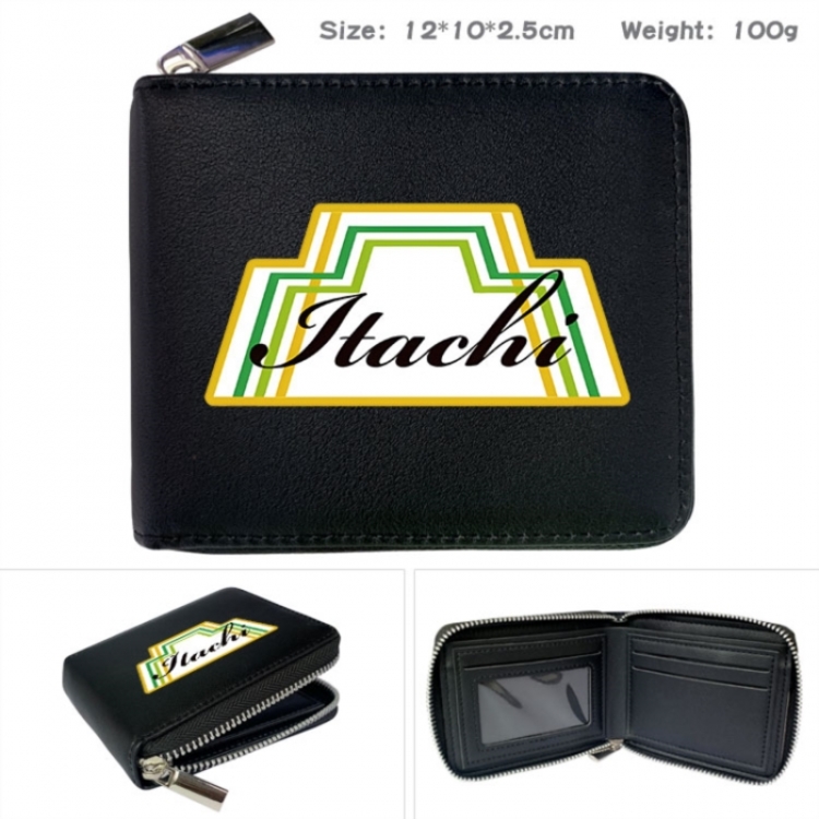Haikyuu!! Anime zipper black leather half-fold wallet 12X10X2.5CM 100G