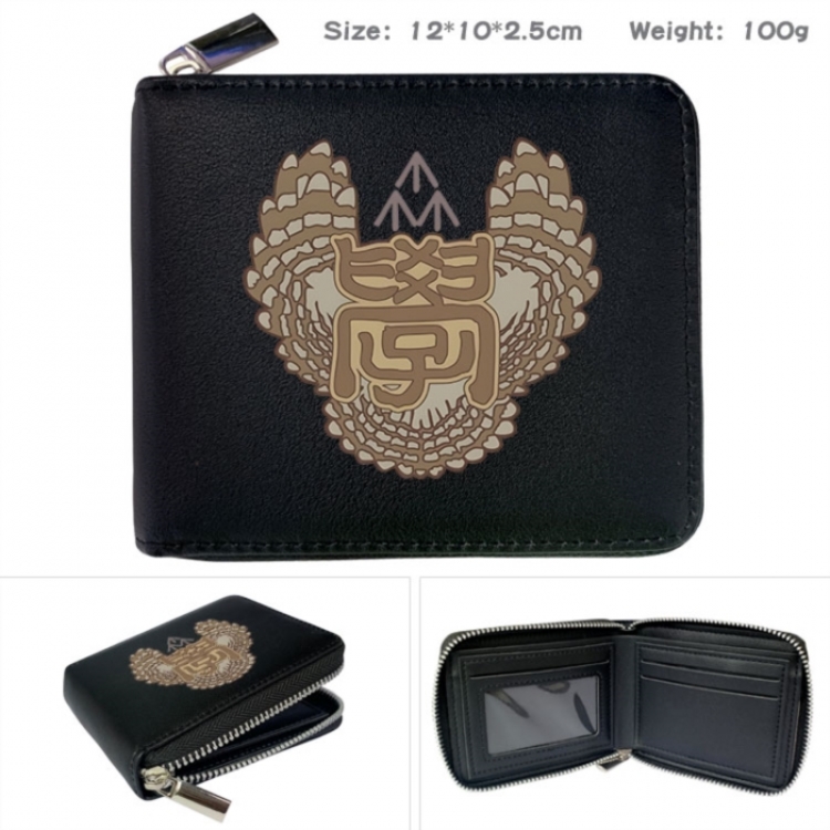 Haikyuu!! Anime zipper black leather half-fold wallet 12X10X2.5CM 100G
