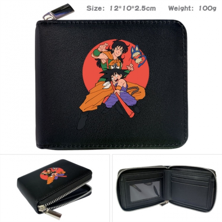 DRAGON BALL Anime zipper black leather half-fold wallet 12X10X2.5CM 100G